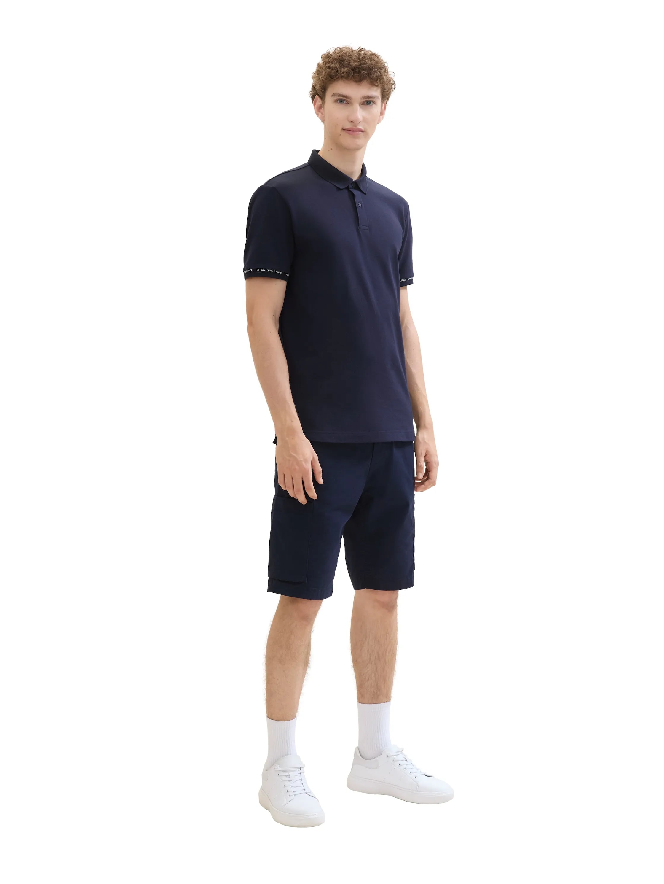 Denim Tom Tailor Sky Captain Blue Men Polo Shirt with Sleeve Details SKU: 1042113_10668 Image 02