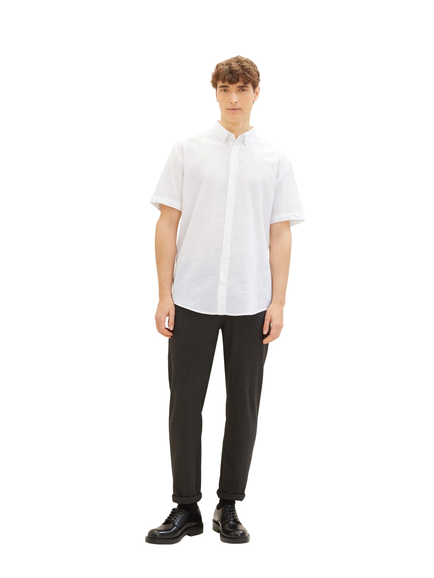 Denim Tom Tailor White Men Basic Short-Sleeved Shirt SKU: 1042120_20000 Image 02