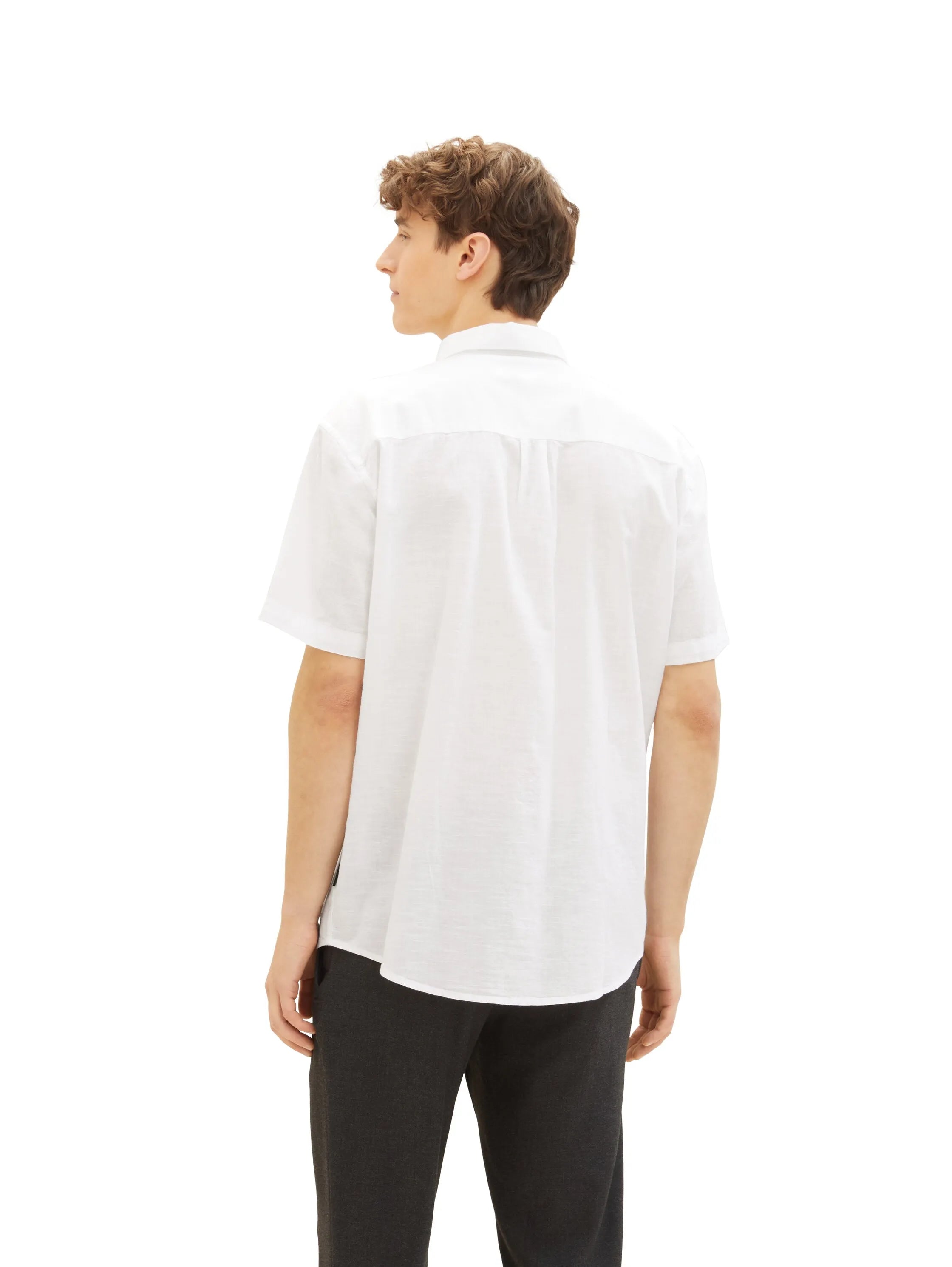 Denim Tom Tailor White Men Basic Short-Sleeved Shirt SKU: 1042120_20000 Image 03