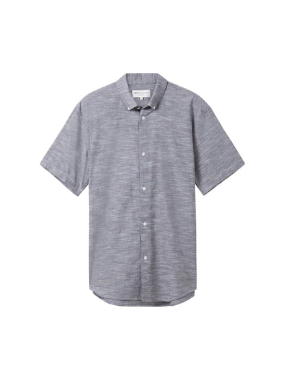 Denim Tom Tailor Coal Grey White Chambray Men Basic Short-Sleeved Shirt SKU: 1042120_29676 Image 07