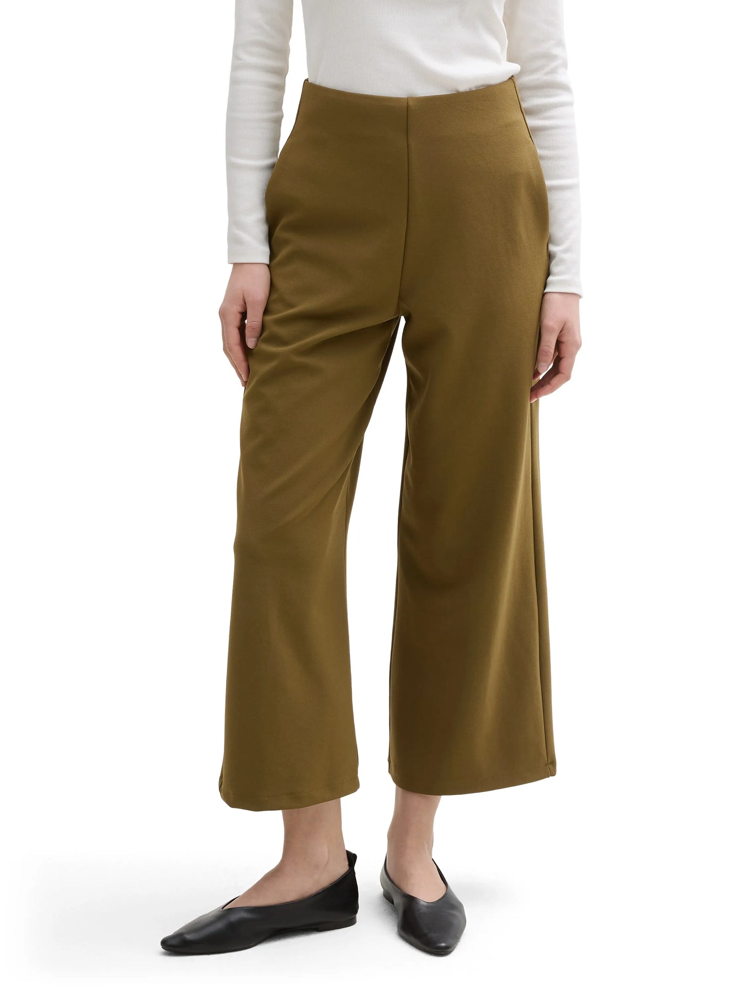 Denim Tom Tailor Golden Olive Green Women High-Waisted Culotte Trousers SKU: 1042304_10370 Image 01