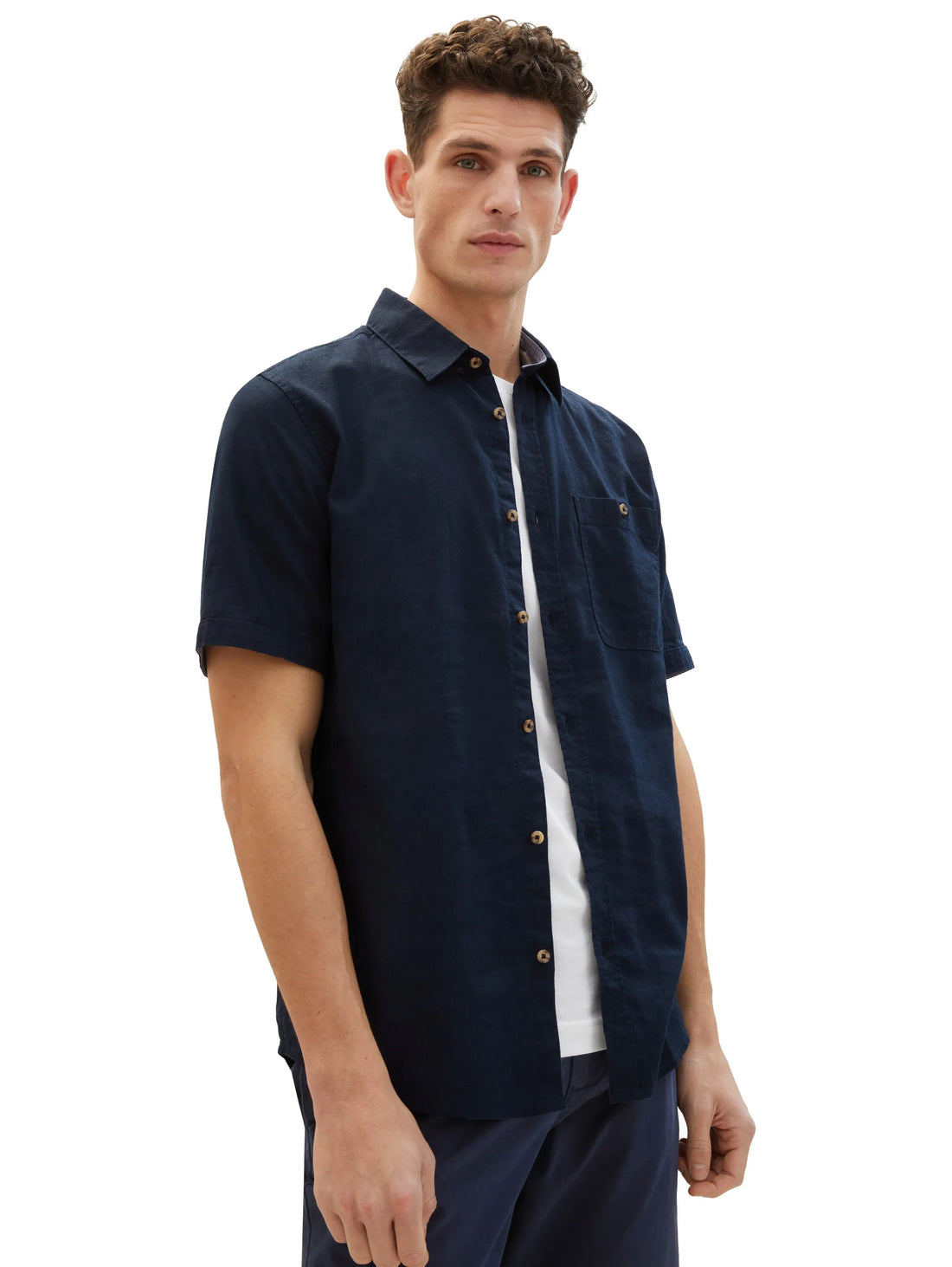 Tom Tailor Sky Captain Blue Men Regular Short-Sleeved Shirt SKU: 1042351_10668 Image 01