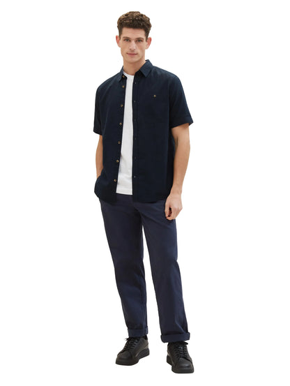 Tom Tailor Sky Captain Blue Men Regular Short-Sleeved Shirt SKU: 1042351_10668 Image 02