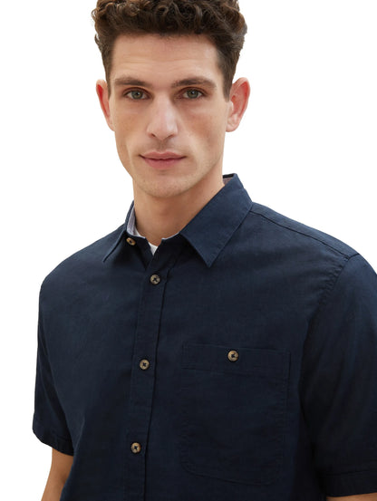 Tom Tailor Sky Captain Blue Men Regular Short-Sleeved Shirt SKU: 1042351_10668 Image 06