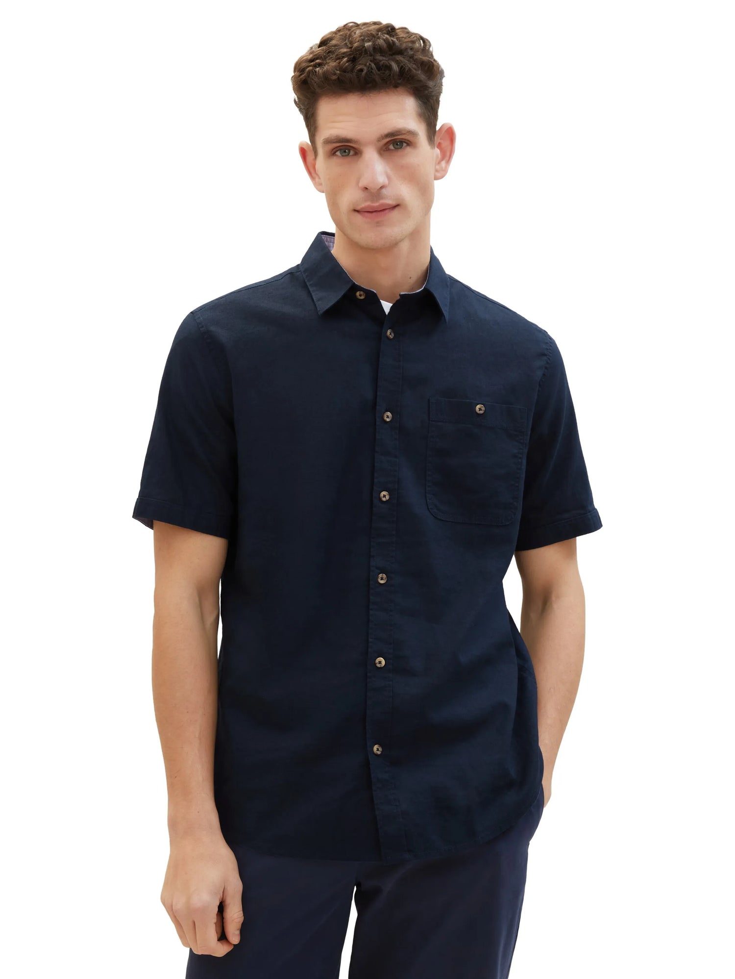 Tom Tailor Sky Captain Blue Men Regular Short-Sleeved Shirt SKU: 1042351_10668 Image 07