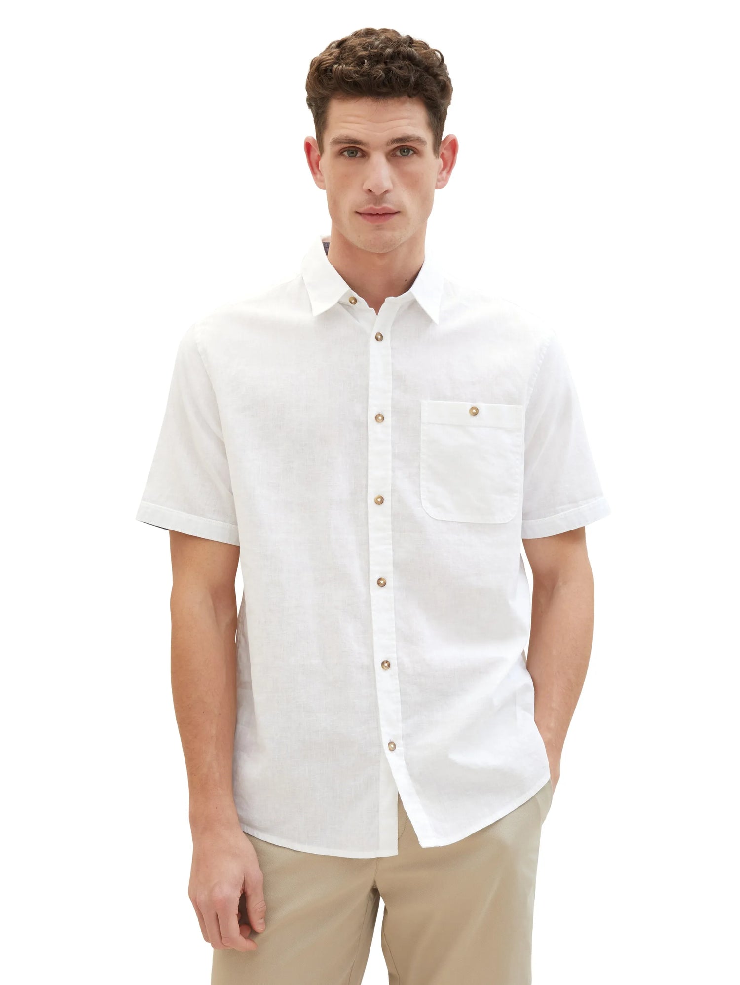 Tom Tailor White Men Regular Short-Sleeved Shirt SKU: 1042351_20000 Image 01