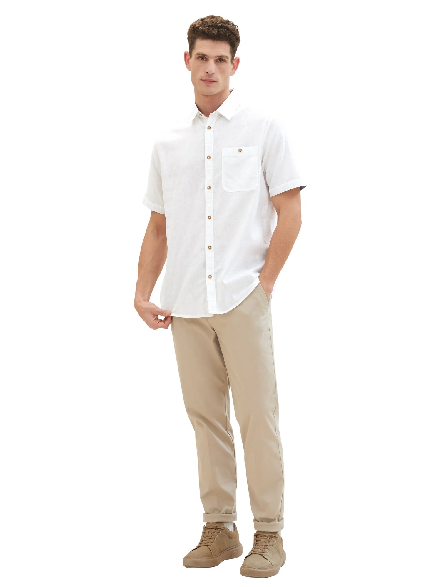 Tom Tailor White Men Regular Short-Sleeved Shirt SKU: 1042351_20000 Image 02