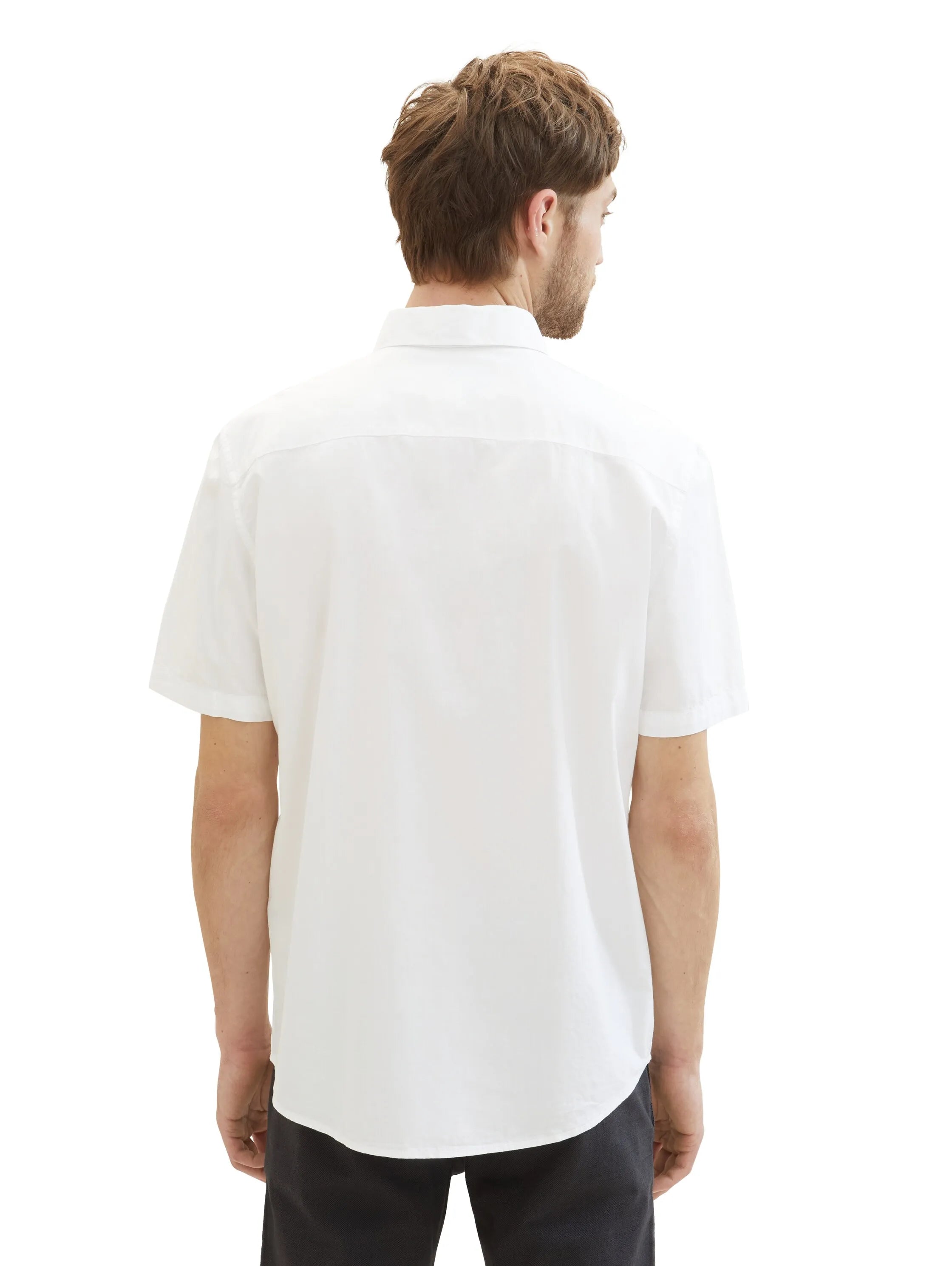Tom Tailor White Men Basic Short-Sleeved Poplin Shirt SKU: 1042352_20000 Image 03