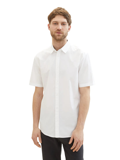 Tom Tailor White Men Basic Short-Sleeved Poplin Shirt SKU: 1042352_20000 Image 04