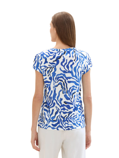 Tom Tailor White Cut Palmtree Women Blouse with an All-Over Print SKU: 1042394_35306 Image 03
