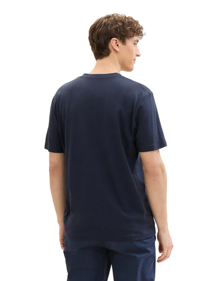 Denim Tom Tailor Dark Blue Men Basic T-Shirt with a Logo Print SKU: 1042404_10302 Image 03