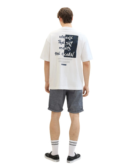 Denim Tom Tailor Dark Navy Chambray Men Regular Chambray Shorts SKU: 1042431_35762 Image 04