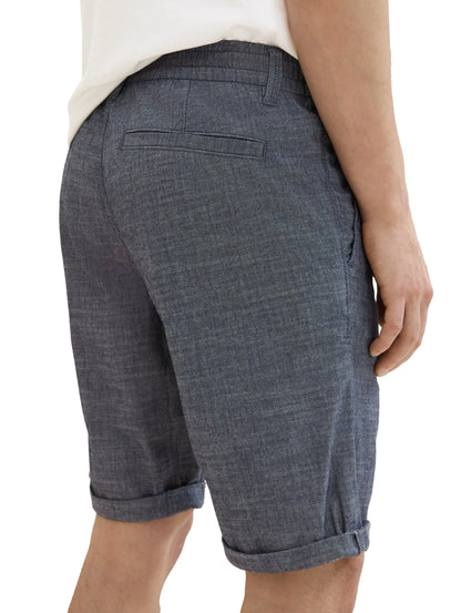 Denim Tom Tailor Dark Navy Chambray Men Regular Chambray Shorts SKU: 1042431_35762 Image 05
