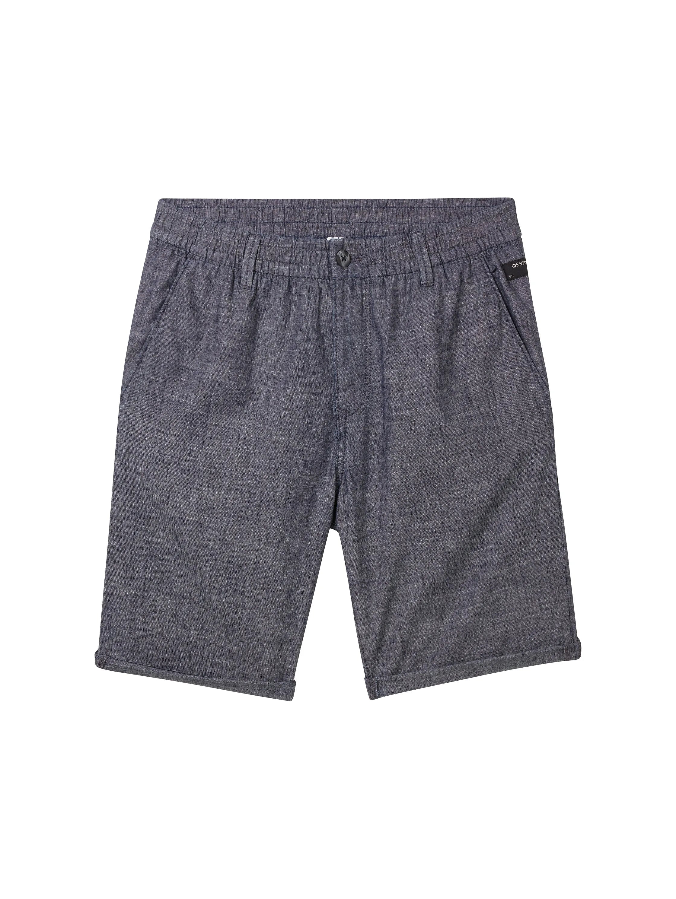 Denim Tom Tailor Dark Navy Chambray Men Regular Chambray Shorts SKU: 1042431_35762 Image 08