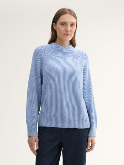 Ribbed Sweater with A Stand-Up Collar_1042957_36334_03