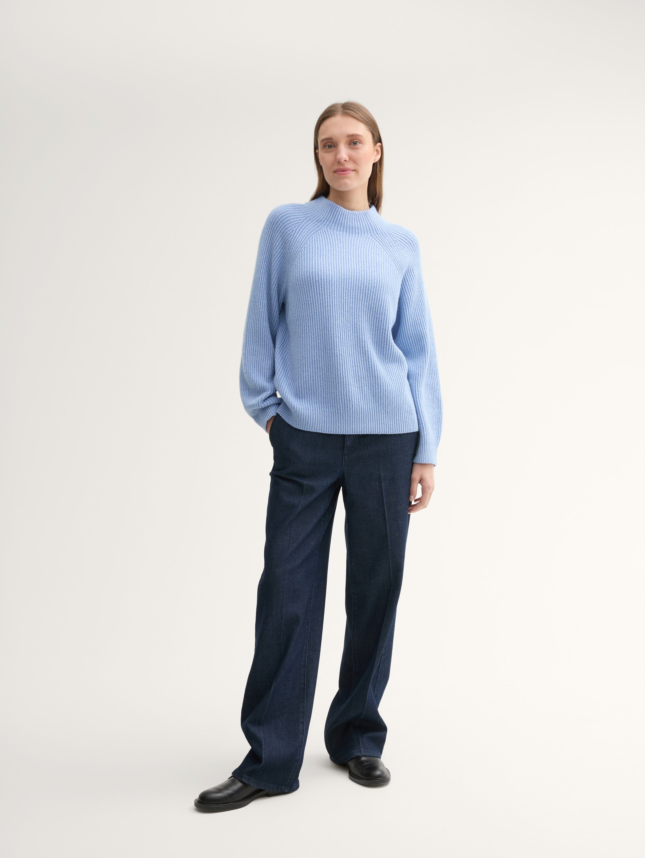 Ribbed Sweater with A Stand-Up Collar_1042957_36334_04