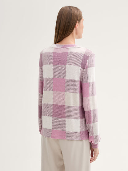 Long-Sleeved Shirt with A Check Pattern_1043154_36149_04