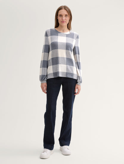 Long-Sleeved Shirt with A Check Pattern_1043154_36150_03