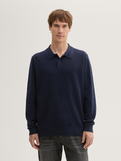 Long-Sleeved Knit Polo Shirt_1043193_13160_01