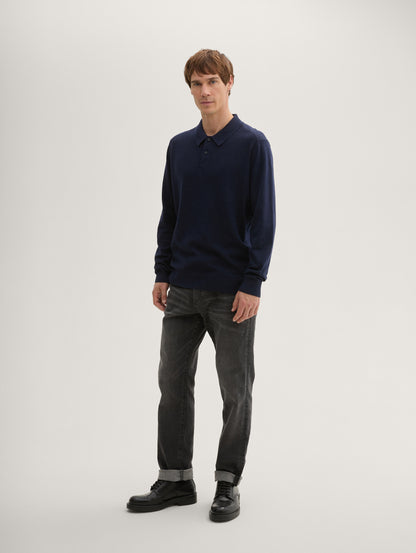 Long-Sleeved Knit Polo Shirt_1043193_13160_04