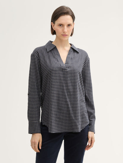 Oversized Flannel Blouse with A Check Pattern_1043211_36166_01