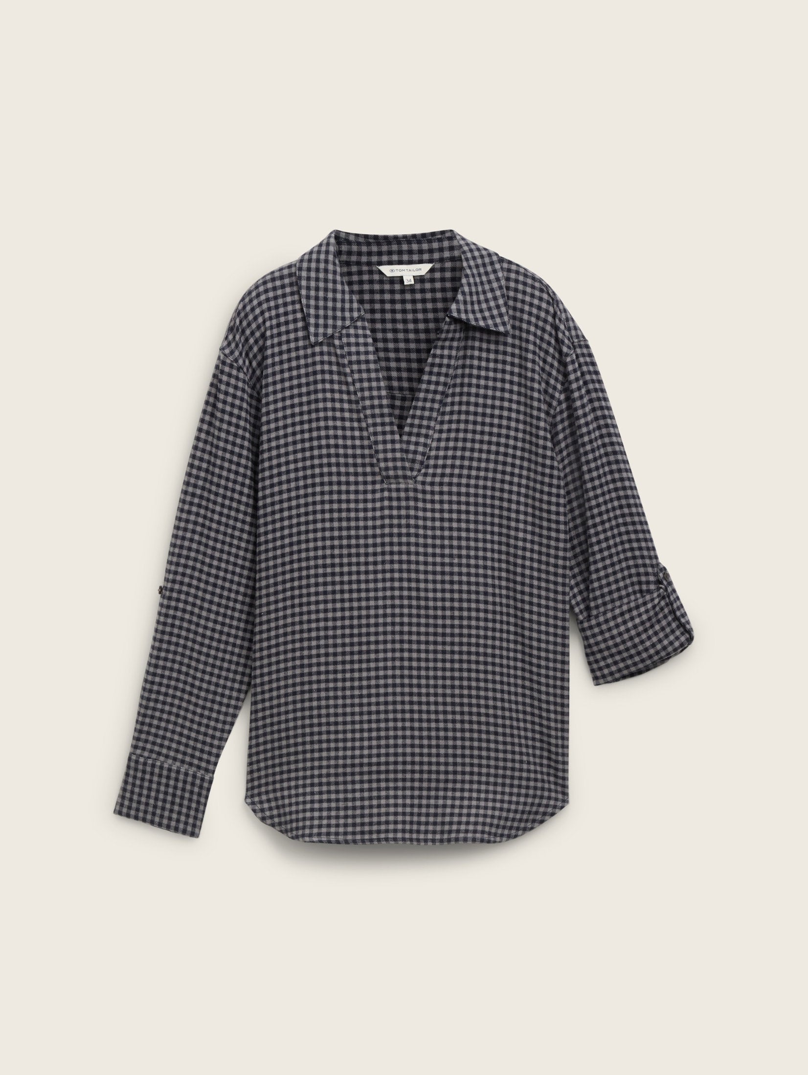 Oversized Flannel Blouse with A Check Pattern_1043211_36166_02