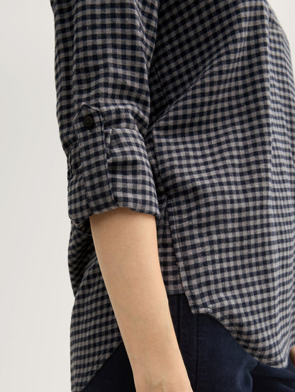 Oversized Flannel Blouse with A Check Pattern_1043211_36166_05