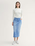 Midi Denim Skirt in Recycled Cotton_1043255_10119_01