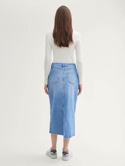 Midi Denim Skirt in Recycled Cotton_1043255_10119_04