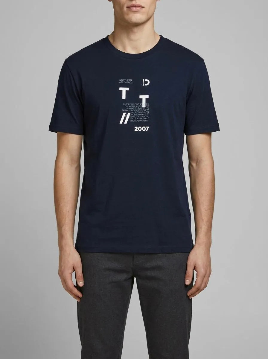 Denim Tom Tailor Imperial Blue Men Basic T-Shirt with Logo Print SKU: 1043491_29380 Image 00