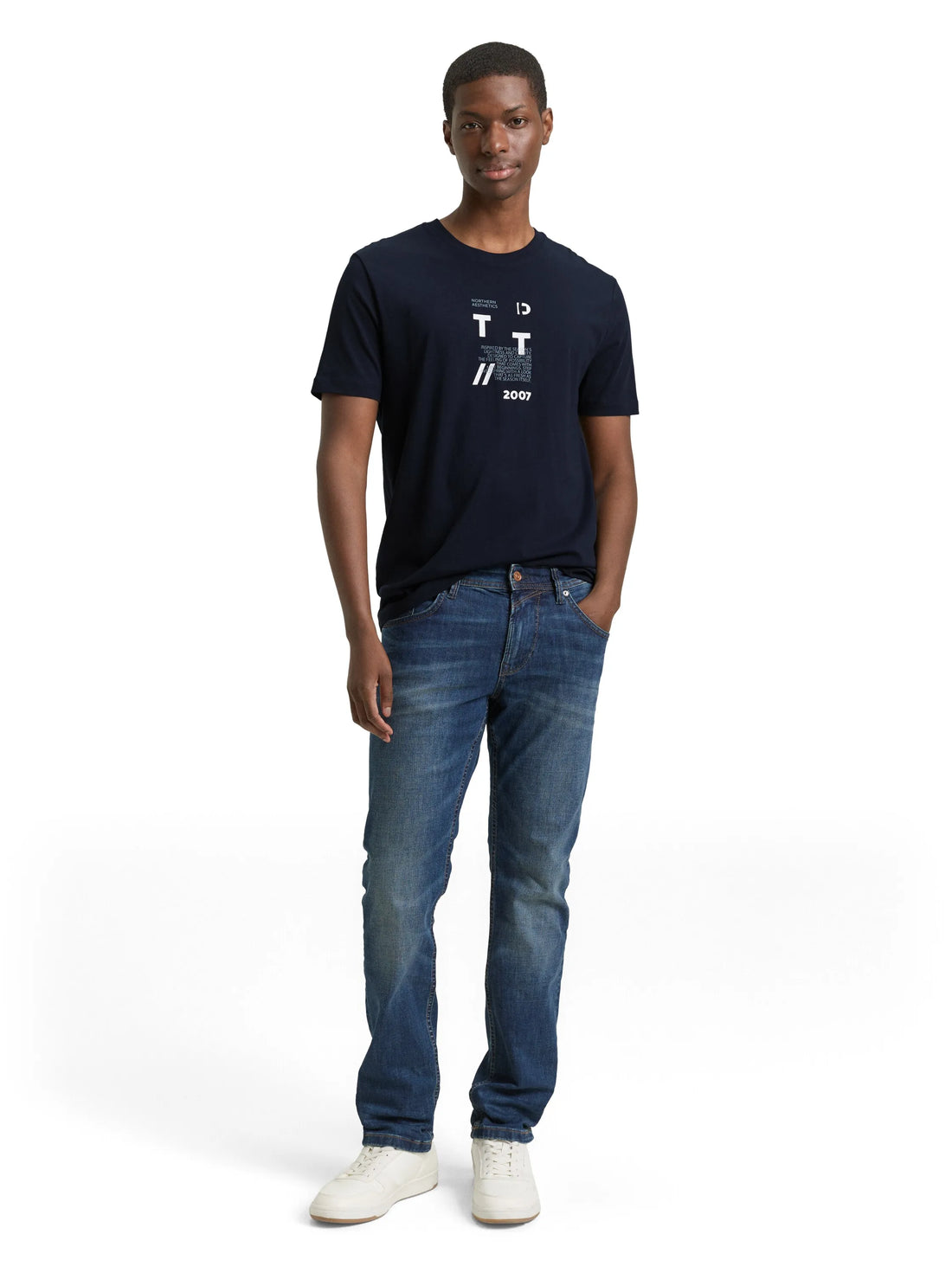 Denim Tom Tailor Imperial Blue Men Basic T-Shirt with Logo Print SKU: 1043491_29380 Image 01