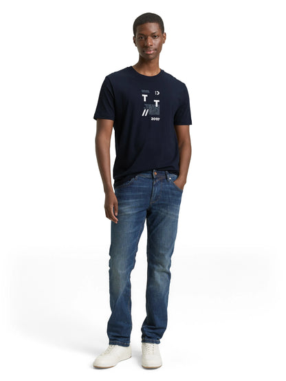 Denim Tom Tailor Imperial Blue Men Basic T-Shirt with Logo Print SKU: 1043491_29380 Image 01