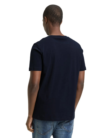 Denim Tom Tailor Imperial Blue Men Basic T-Shirt with Logo Print SKU: 1043491_29380 Image 02