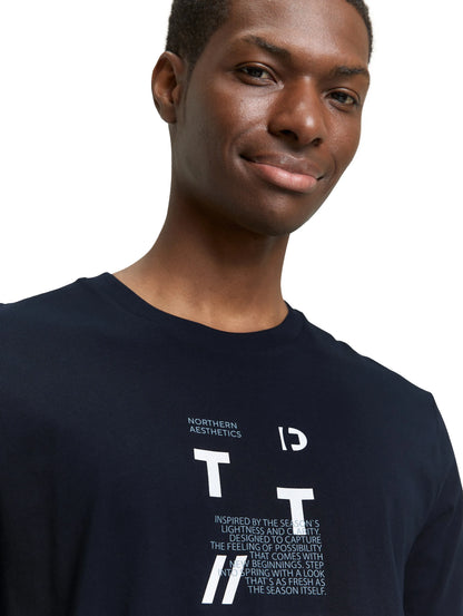 Denim Tom Tailor Imperial Blue Men Basic T-Shirt with Logo Print SKU: 1043491_29380 Image 03