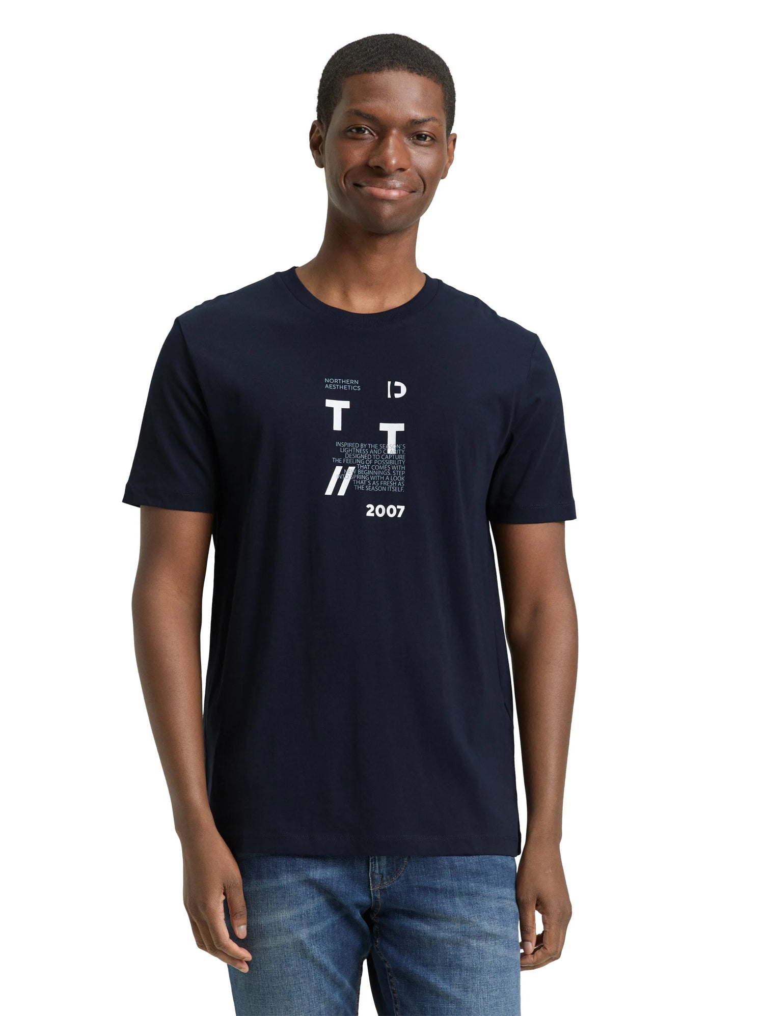 Denim Tom Tailor Imperial Blue Men Basic T-Shirt with Logo Print SKU: 1043491_29380 Image 04