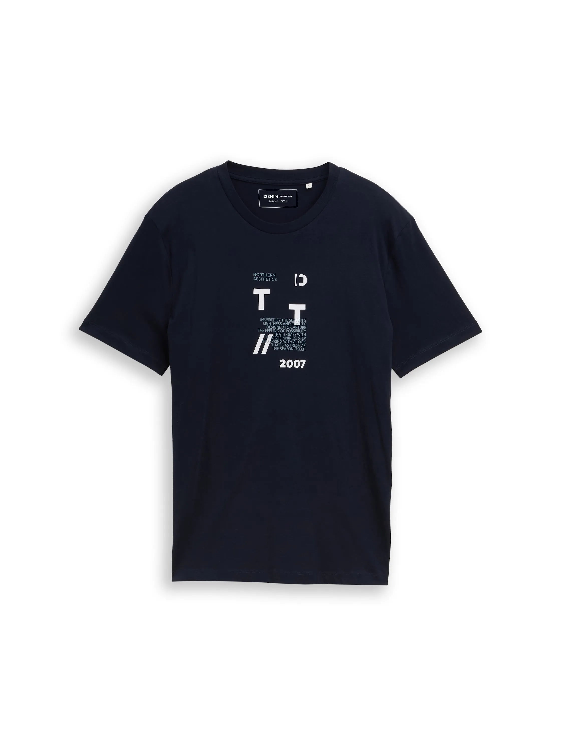 Denim Tom Tailor Imperial Blue Men Basic T-Shirt with Logo Print SKU: 1043491_29380 Image 06