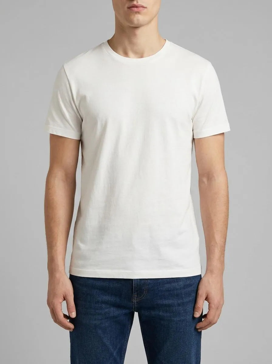 Denim Tom Tailor Greyish White Men Basic T-Shirt with Logo Print SKU: 1043491_32257 Image 00