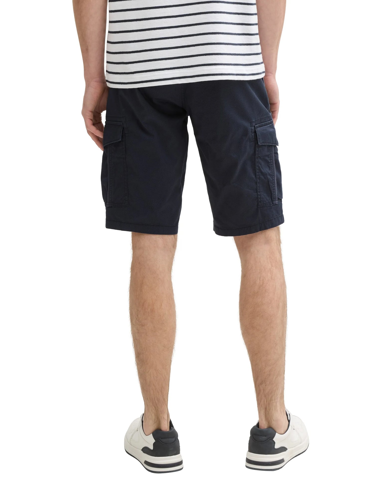 Tom Tailor Navy Triangle Print Men Cargo Shorts with Pockets SKU: 1044709_37213 Image 02