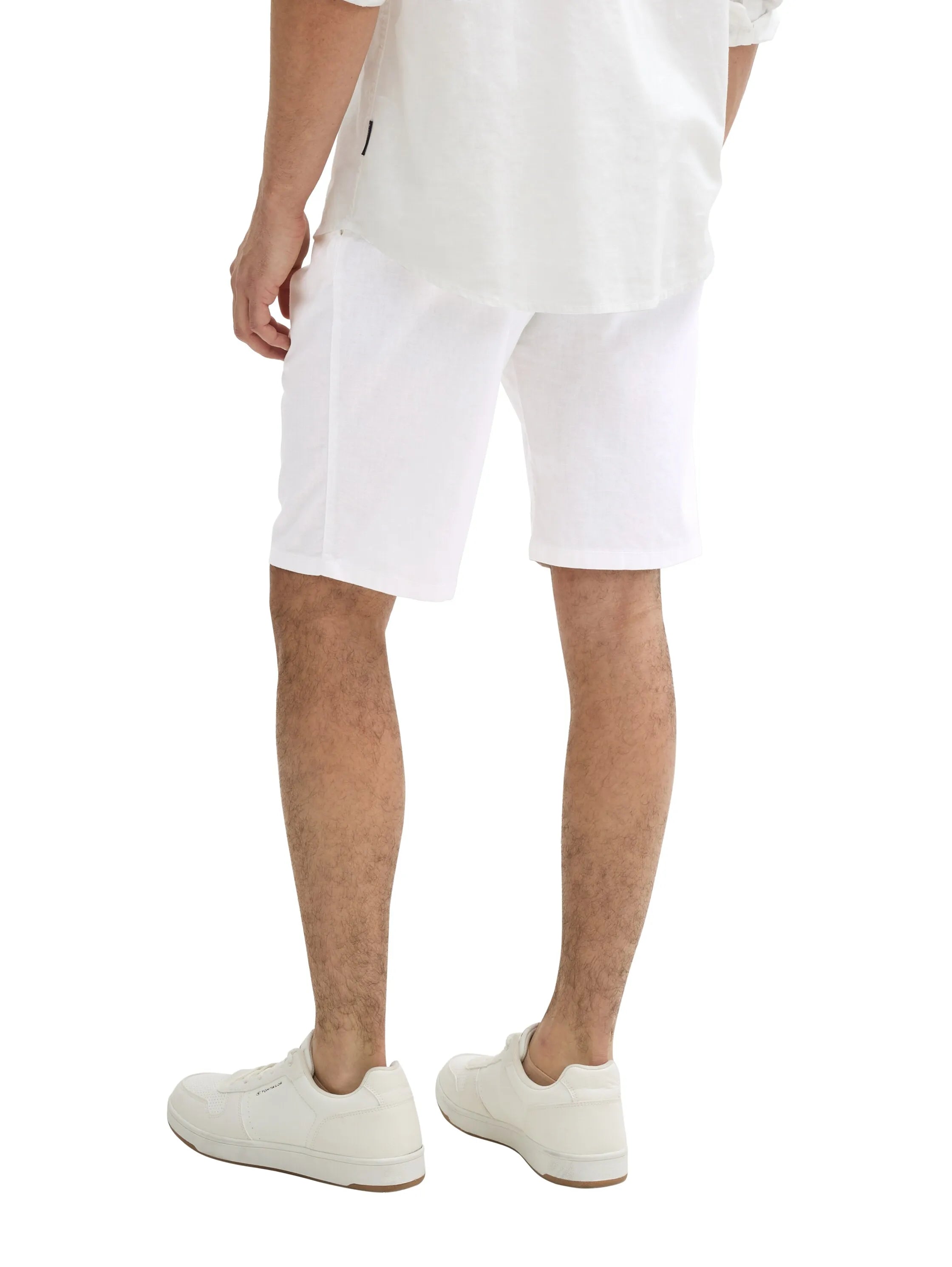 Tom Tailor White Men Slim Chino Shorts with Linen Content SKU: 1044712_20000 Image 02