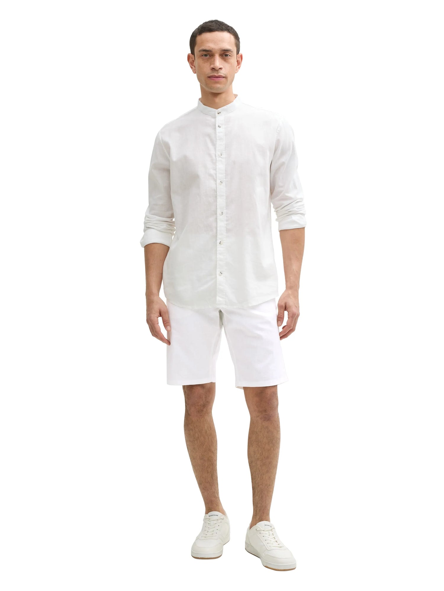 Tom Tailor White Men Slim Chino Shorts with Linen Content SKU: 1044712_20000 Image 04