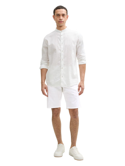 Tom Tailor White Men Slim Chino Shorts with Linen Content SKU: 1044712_20000 Image 04