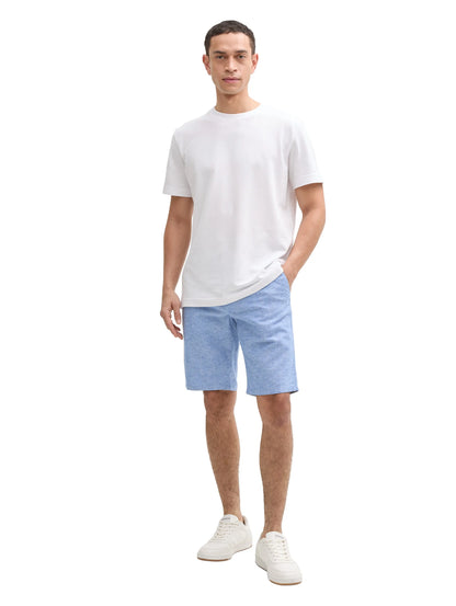 Tom Tailor Sapphire Blue Chambray Men Slim Chino Shorts with Linen Content SKU: 1044712_37199 Image 04