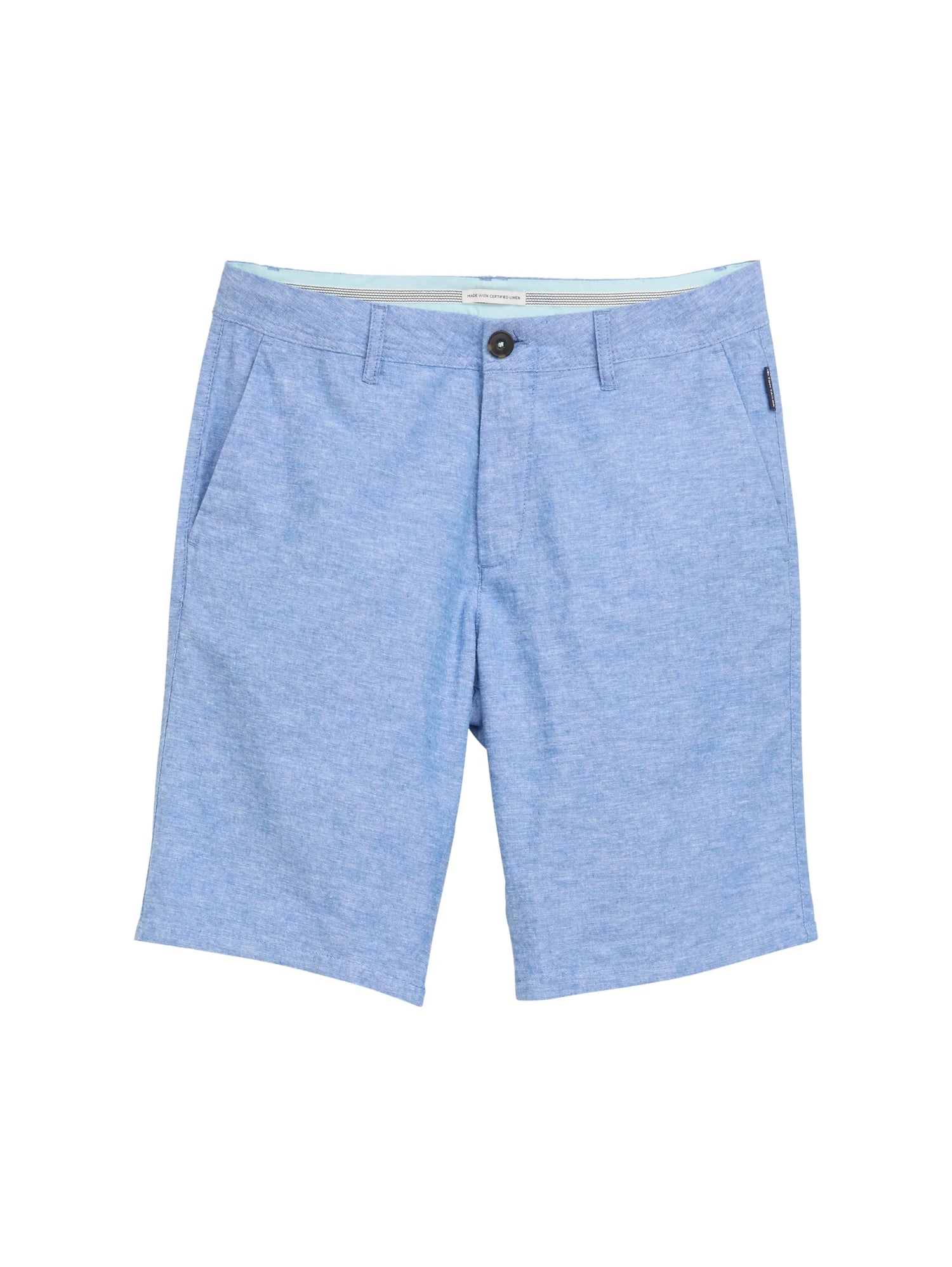 Tom Tailor Sapphire Blue Chambray Men Slim Chino Shorts with Linen Content SKU: 1044712_37199 Image 06