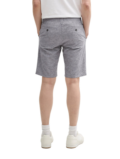 Tom Tailor Tarmac Grey Chambray Men Slim Chino Shorts with Linen Content SKU: 1044712_37200 Image 02