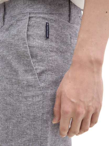 Tom Tailor Tarmac Grey Chambray Men Slim Chino Shorts with Linen Content SKU: 1044712_37200 Image 03