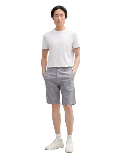 Tom Tailor Tarmac Grey Chambray Men Slim Chino Shorts with Linen Content SKU: 1044712_37200 Image 04