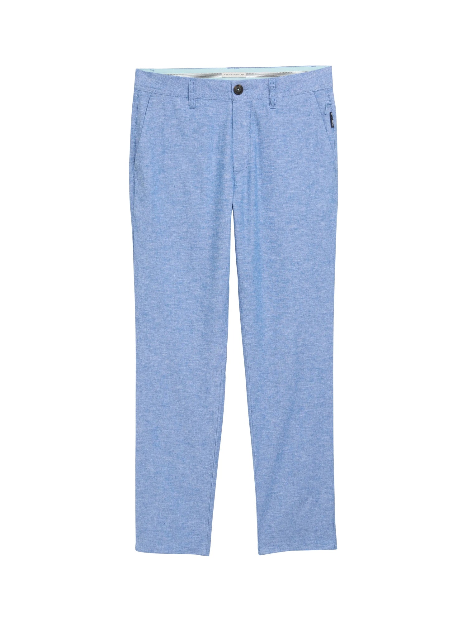 Tom Tailor Sapphire Blue Chambray Men Regular Chino Trousers with Linen Content SKU: 1044713_37199 Image 06