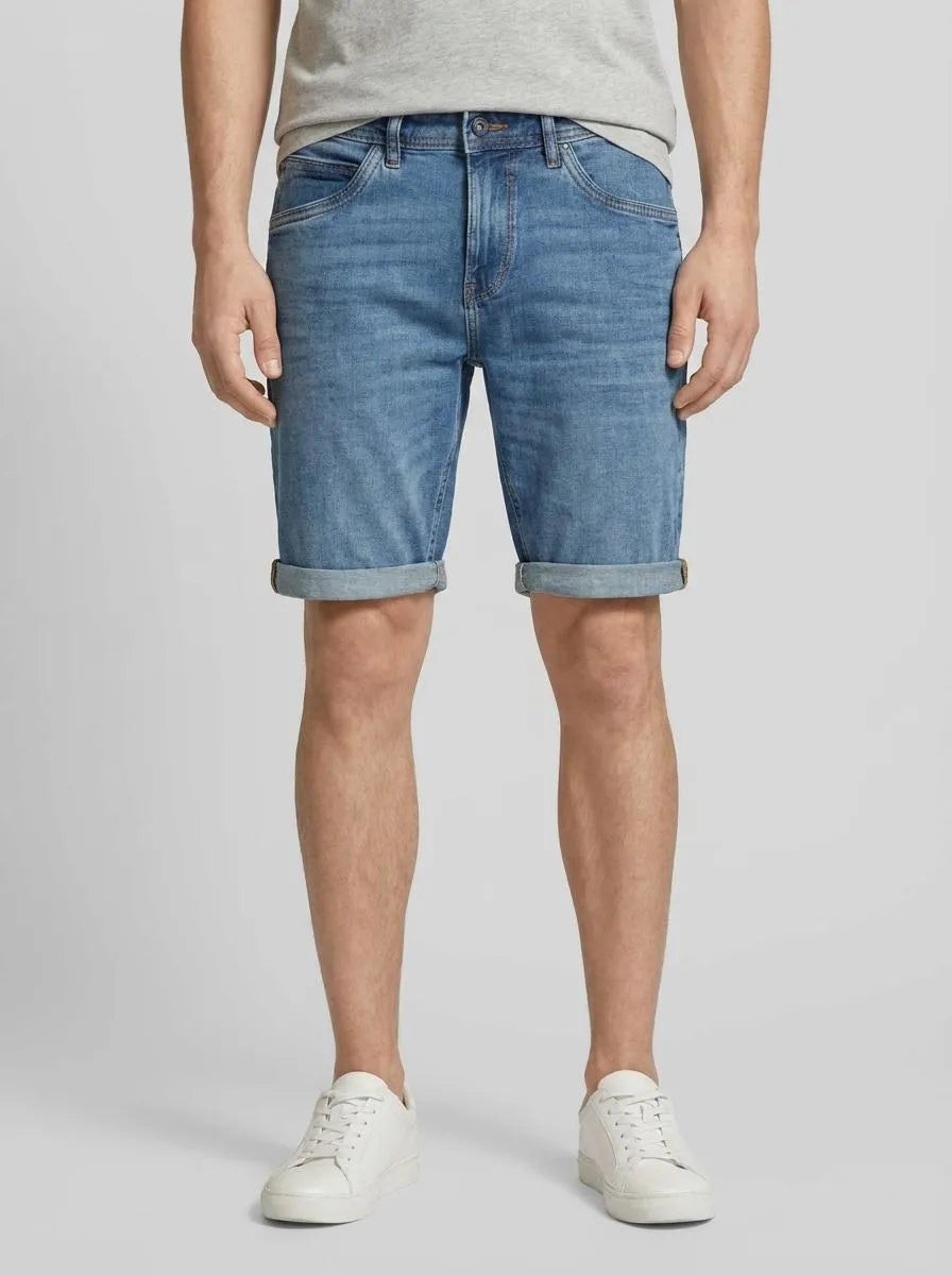 Tom Tailor Used Mid Stone Blue Denim Men Ttjosh Regular Slim Jeans Shorts SKU: 1044973_10119 Image 00