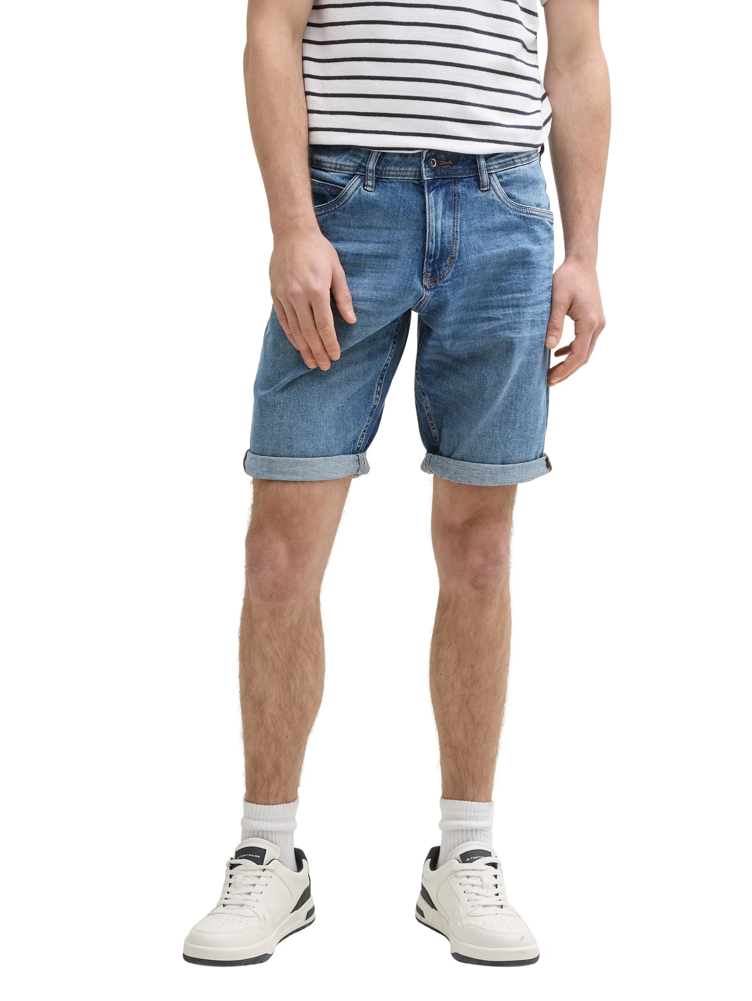 Tom Tailor Used Mid Stone Blue Denim Men Ttjosh Regular Slim Jeans Shorts SKU: 1044973_10119 Image 01