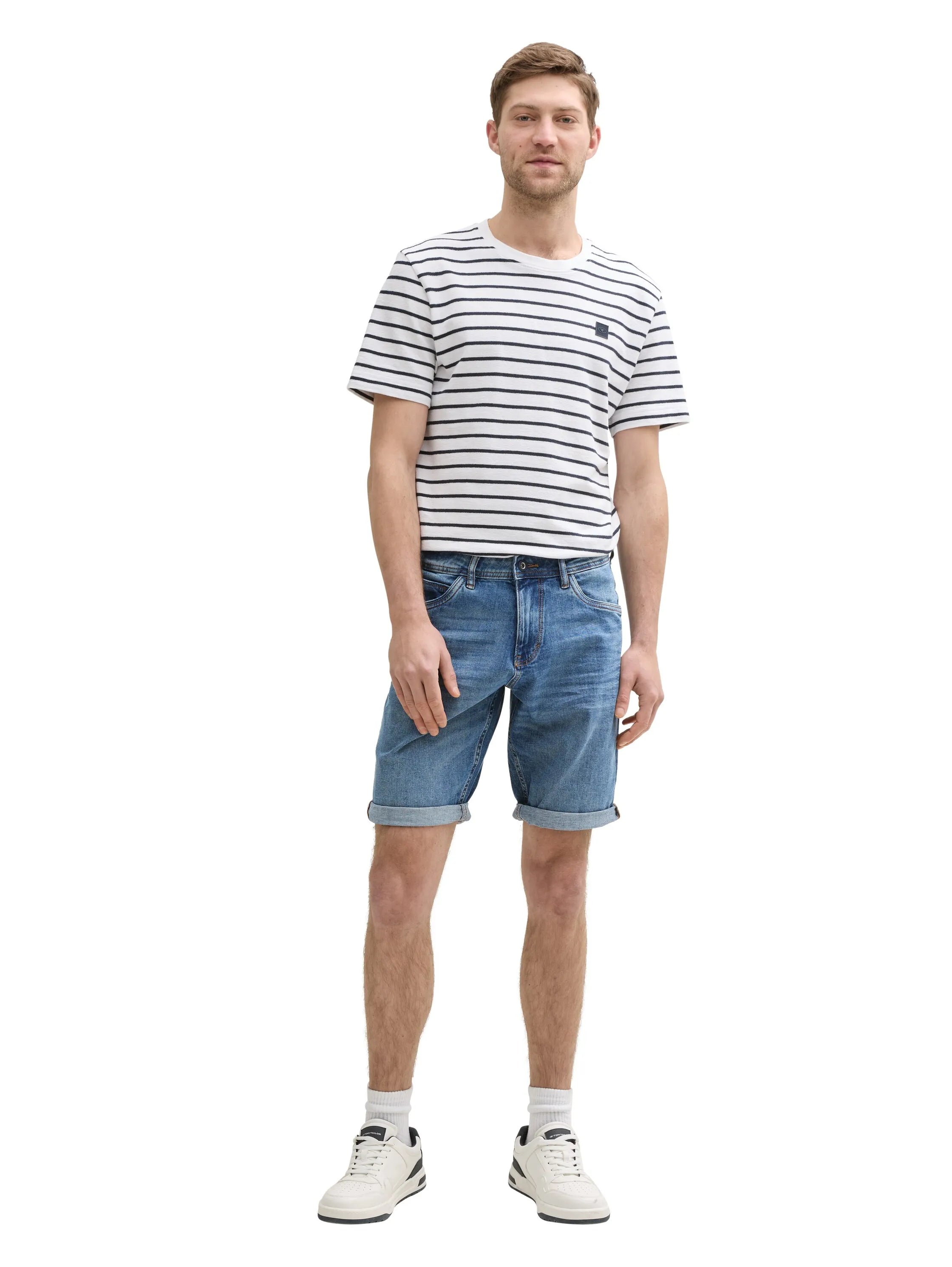 Tom Tailor Used Mid Stone Blue Denim Men Ttjosh Regular Slim Jeans Shorts SKU: 1044973_10119 Image 04